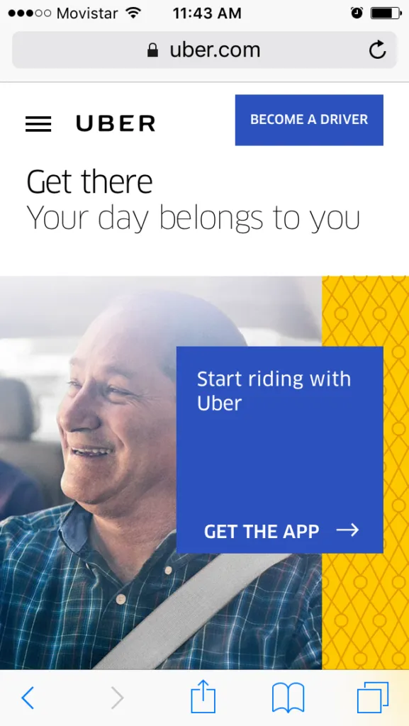 uber mobile website example