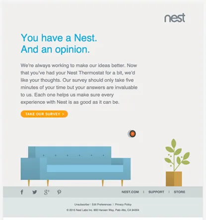 nest feedback survey example